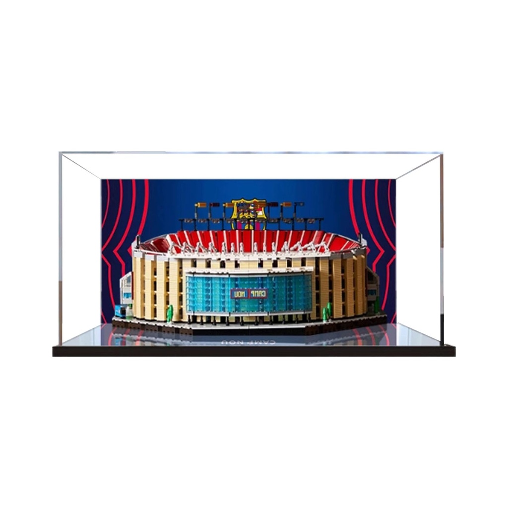 Acrylic Display Case for Lego Creator Expert Camp NOU FC Barcelona 10284 Showcase Protect Decorate Model with StorageGifts Background C
