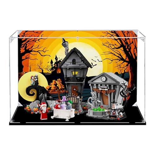 Acrylic Display Box Compatible with Lego 21351 Christmas Eve Scare Organizer Transparent Box for 21351 Display Box Box Only Black Base