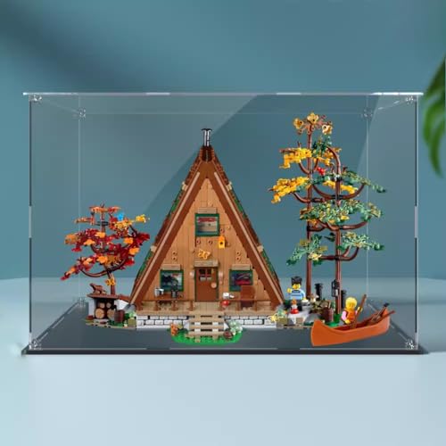 AZIZAT Acrylic Countertop Display Box Show CaseIts Suitable for Lego 21338 A Cabin House Product Models Displayingcollectingdustproofstorage Transparent