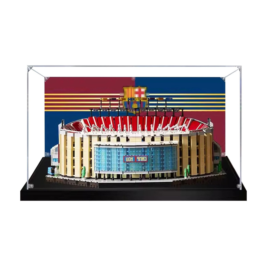 Acrylic Display Case for Lego Creator Expert Camp NOU FC Barcelona 10284 Showcase Protect Decorate Model with StorageGifts Background B