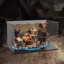 AZIZAT Acrylic Display Case for Lego Medieval Fishing Village 21343 Building Block Models Only Display Boxes No Models