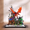 Acrylic Display Box Compatible with Lego 21348 Red Dragon Blocks Thick Base Dustproof Collectible Gift Display Box Only 3mm Mirrors