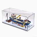 Acrylic Clear Display Case for Lego 60266 Ocean Expedition Mega Ship Display BoxBuilding Block Collectibles Transparent Dustproof Showcase Storage Box Display Box Stand for Only Case White