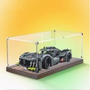 Acrylic Display case for Lego 42156 Hybrid Sports Cars Model Dustproof Transparent Collections Display Case Display Box only Walnut Base