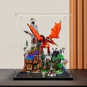 Acrylic Display Box Compatible with Lego 21348 Red Dragon Blocks Dustproof Thick Base Collectible Gift Display Case Organizer Box Only 3mm