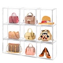 6 Pieces Womens Wardrobe Organiser Bags Acrylic Display Box Transparent Storage Box for Collectibles Lego Books Dolls Models